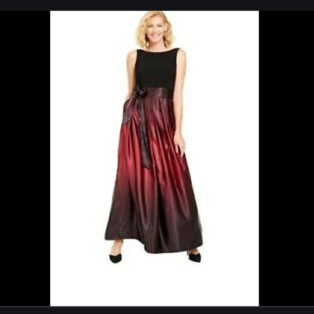 SL Fashions Ombre’ Satin Bow Sash Gown